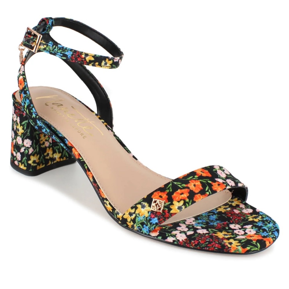 BRAND NEW! Nanette Lepore Clarissa floral black heel sandal sz 8